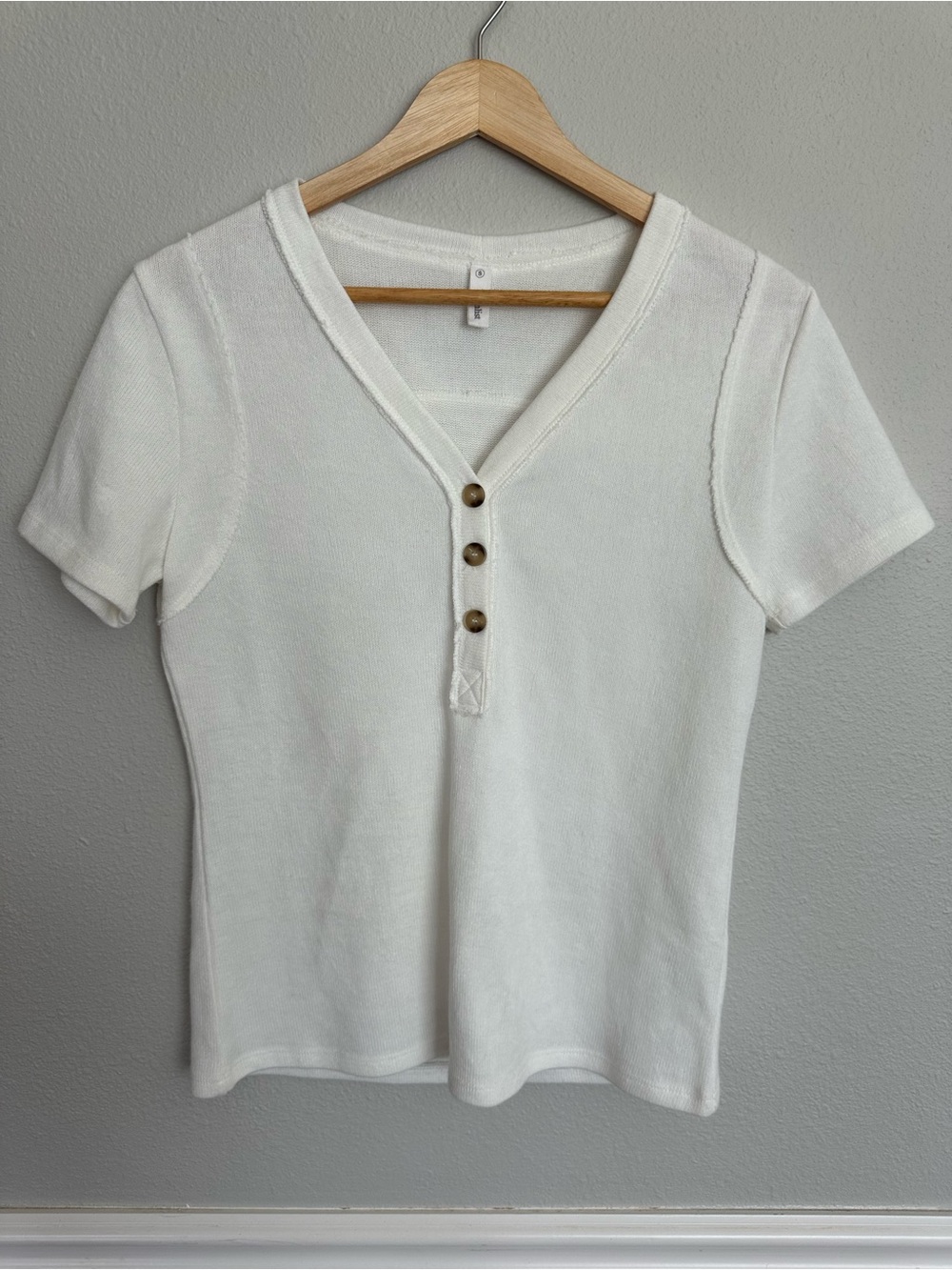 Wishlist Cream Short-Sleeve Henley Top